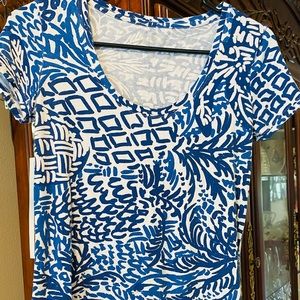 Lilly Pulitzer Dori Tee In Indigo Home Slice GUC NWOT SZ XS